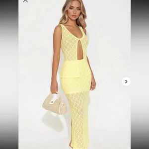 Fashion Nova Yellow Lace 2 piece set